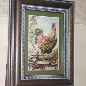 Rooster 4"x6" print, matted & framed 9.5"x7.5"